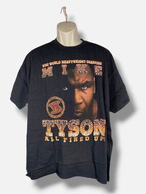 DomRebel Men's Black Embellished Mike Tyson Graphic-Print T-Shirt Size XL